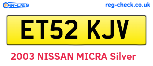 ET52KJV are the vehicle registration plates.