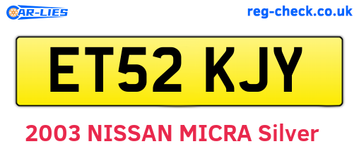 ET52KJY are the vehicle registration plates.