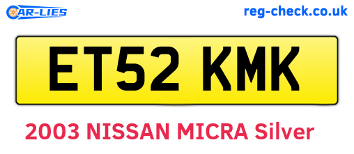 ET52KMK are the vehicle registration plates.