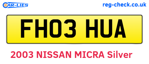 FH03HUA are the vehicle registration plates.