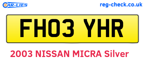 FH03YHR are the vehicle registration plates.