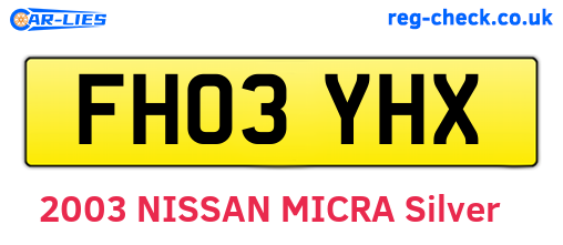 FH03YHX are the vehicle registration plates.