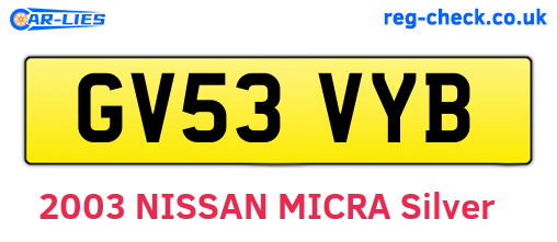 GV53VYB are the vehicle registration plates.