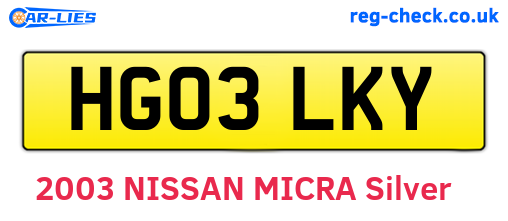HG03LKY are the vehicle registration plates.