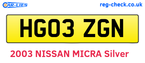 HG03ZGN are the vehicle registration plates.