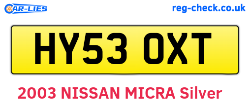 HY53OXT are the vehicle registration plates.