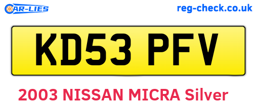 KD53PFV are the vehicle registration plates.