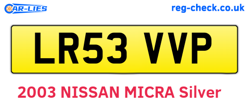 LR53VVP are the vehicle registration plates.