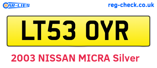 LT53OYR are the vehicle registration plates.