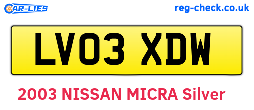 LV03XDW are the vehicle registration plates.
