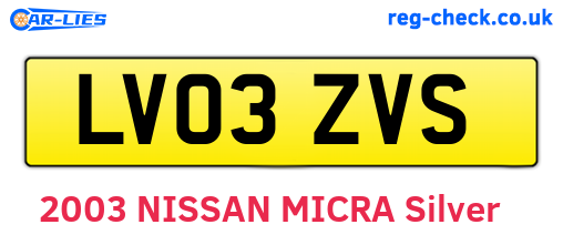 LV03ZVS are the vehicle registration plates.