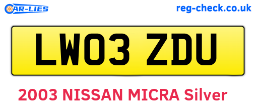 LW03ZDU are the vehicle registration plates.