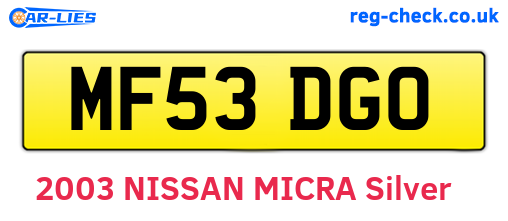 MF53DGO are the vehicle registration plates.