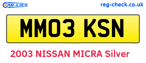 MM03KSN are the vehicle registration plates.