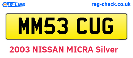 MM53CUG are the vehicle registration plates.