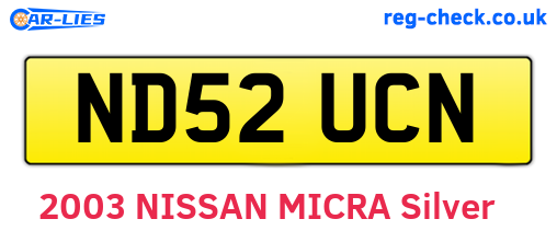 ND52UCN are the vehicle registration plates.
