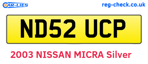 ND52UCP are the vehicle registration plates.