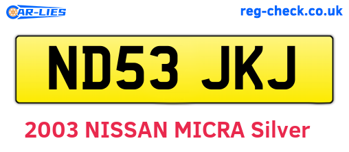 ND53JKJ are the vehicle registration plates.