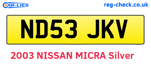 ND53JKV are the vehicle registration plates.