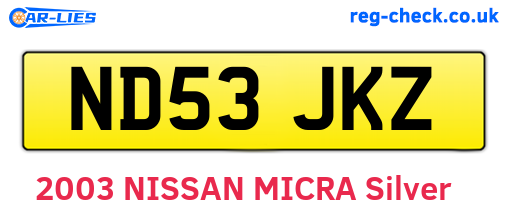 ND53JKZ are the vehicle registration plates.