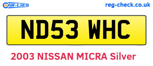 ND53WHC are the vehicle registration plates.