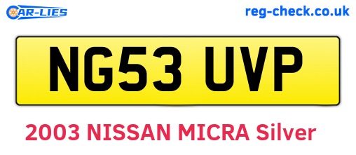 NG53UVP are the vehicle registration plates.