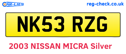 NK53RZG are the vehicle registration plates.