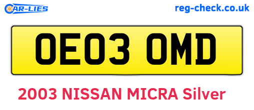 OE03OMD are the vehicle registration plates.