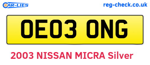 OE03ONG are the vehicle registration plates.