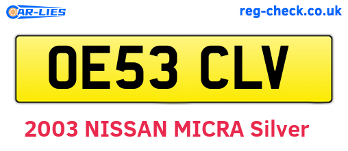 OE53CLV are the vehicle registration plates.