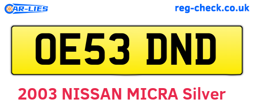 OE53DND are the vehicle registration plates.