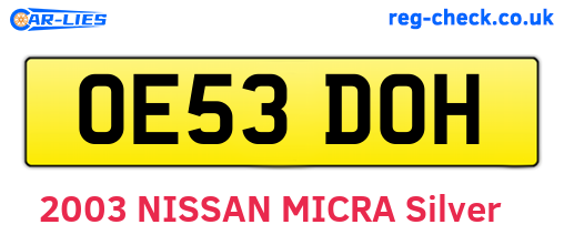 OE53DOH are the vehicle registration plates.