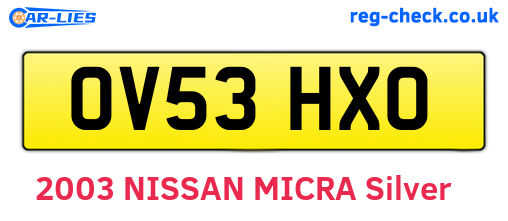 OV53HXO are the vehicle registration plates.