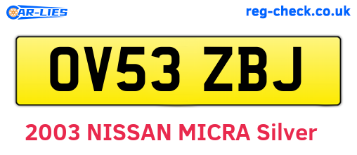 OV53ZBJ are the vehicle registration plates.