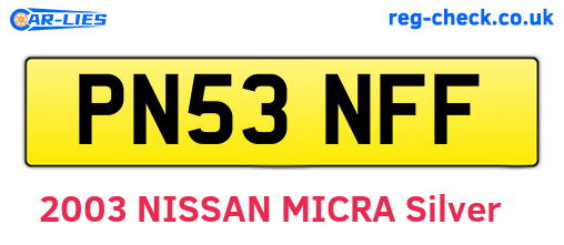 PN53NFF are the vehicle registration plates.