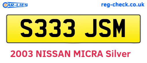 S333JSM are the vehicle registration plates.
