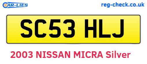 SC53HLJ are the vehicle registration plates.