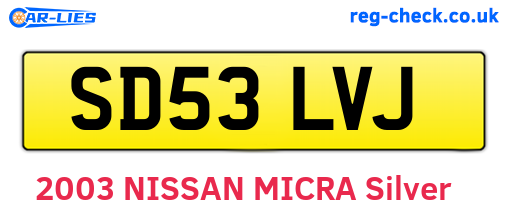 SD53LVJ are the vehicle registration plates.