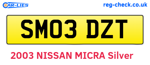 SM03DZT are the vehicle registration plates.