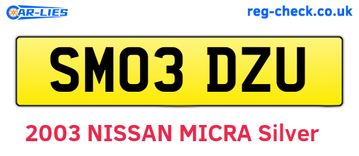 SM03DZU are the vehicle registration plates.