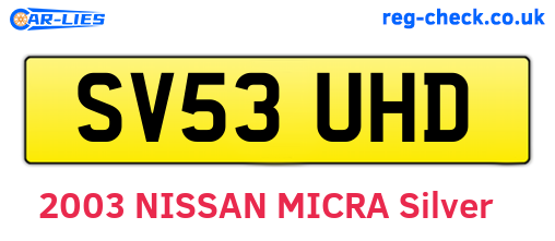 SV53UHD are the vehicle registration plates.