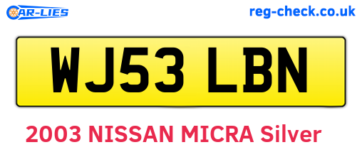 WJ53LBN are the vehicle registration plates.