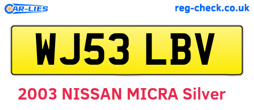 WJ53LBV are the vehicle registration plates.