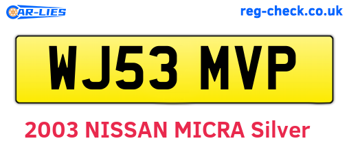 WJ53MVP are the vehicle registration plates.
