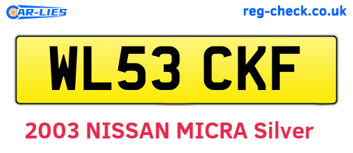 WL53CKF are the vehicle registration plates.