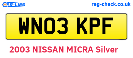 WN03KPF are the vehicle registration plates.