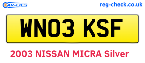 WN03KSF are the vehicle registration plates.