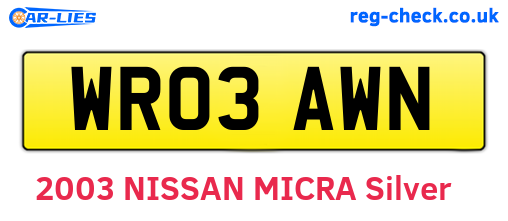 WR03AWN are the vehicle registration plates.