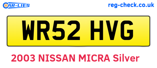 WR52HVG are the vehicle registration plates.