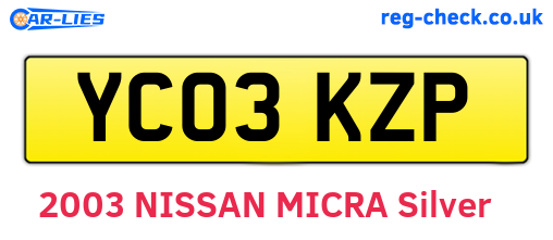 YC03KZP are the vehicle registration plates.
